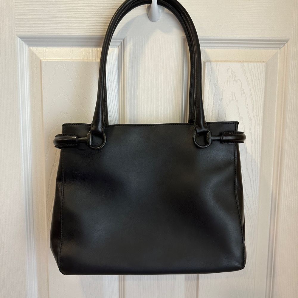 Gucci Black Leather Horsebit Handbag Tote Satchel Double Handle Y2K Tom Ford